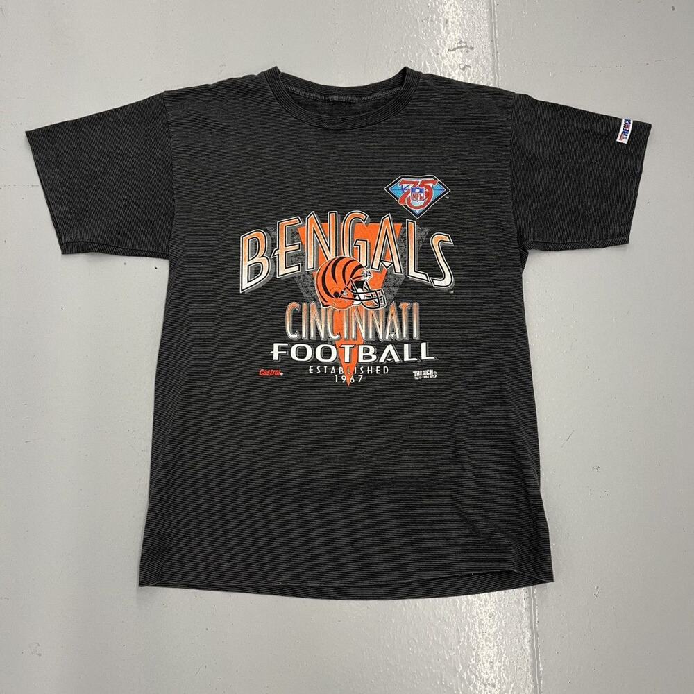 Vintage 90s Cincinnati Bengals Black Striped T-Shirt